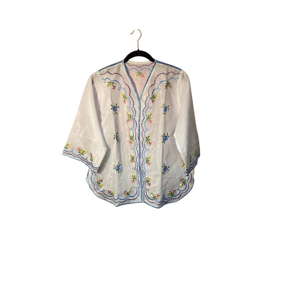 Unbranded women’s sheer embroidered floral, Cardigan size large